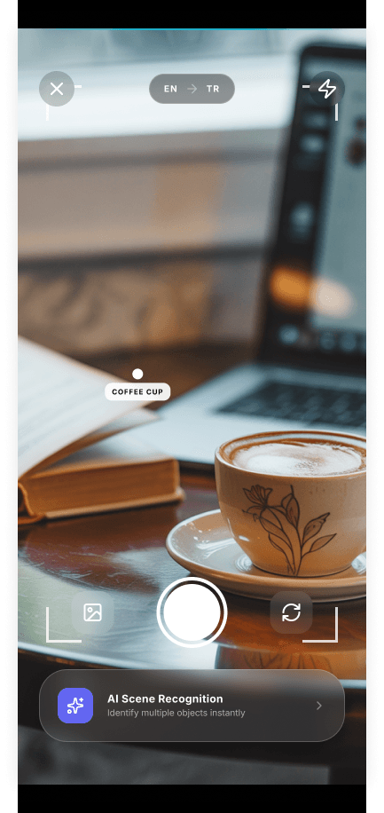 Vocbook AI visual scanner camera screen